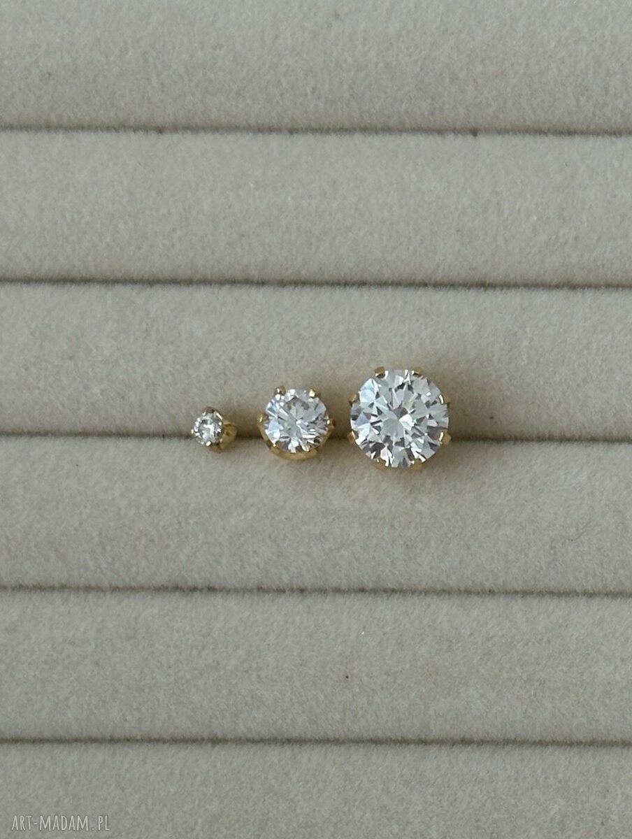 kolczyki: Złote kolczyki z dużymi cyrkoniami autorskie