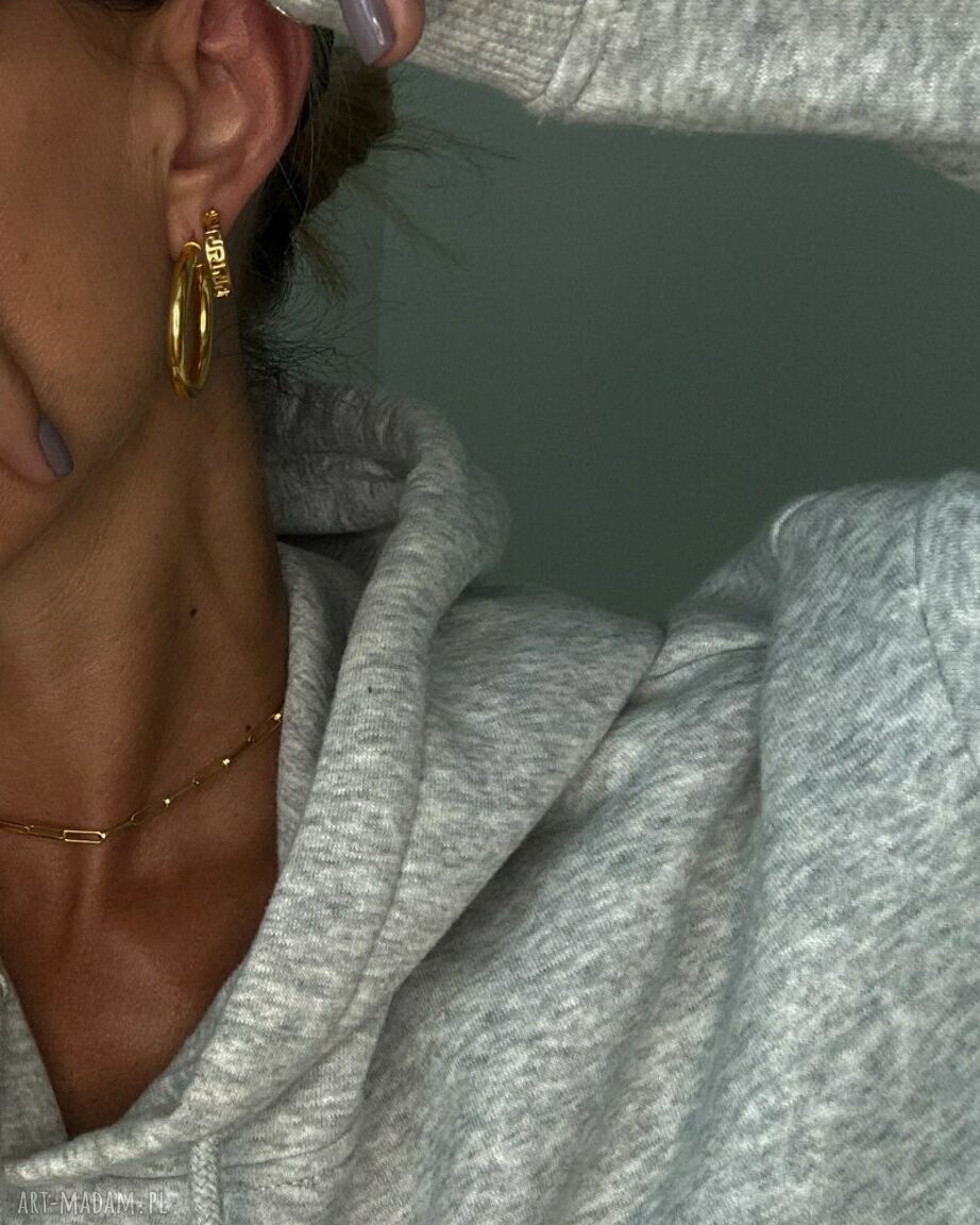 kolczyki: Złote kolczyki z greckim wzorem Handmade