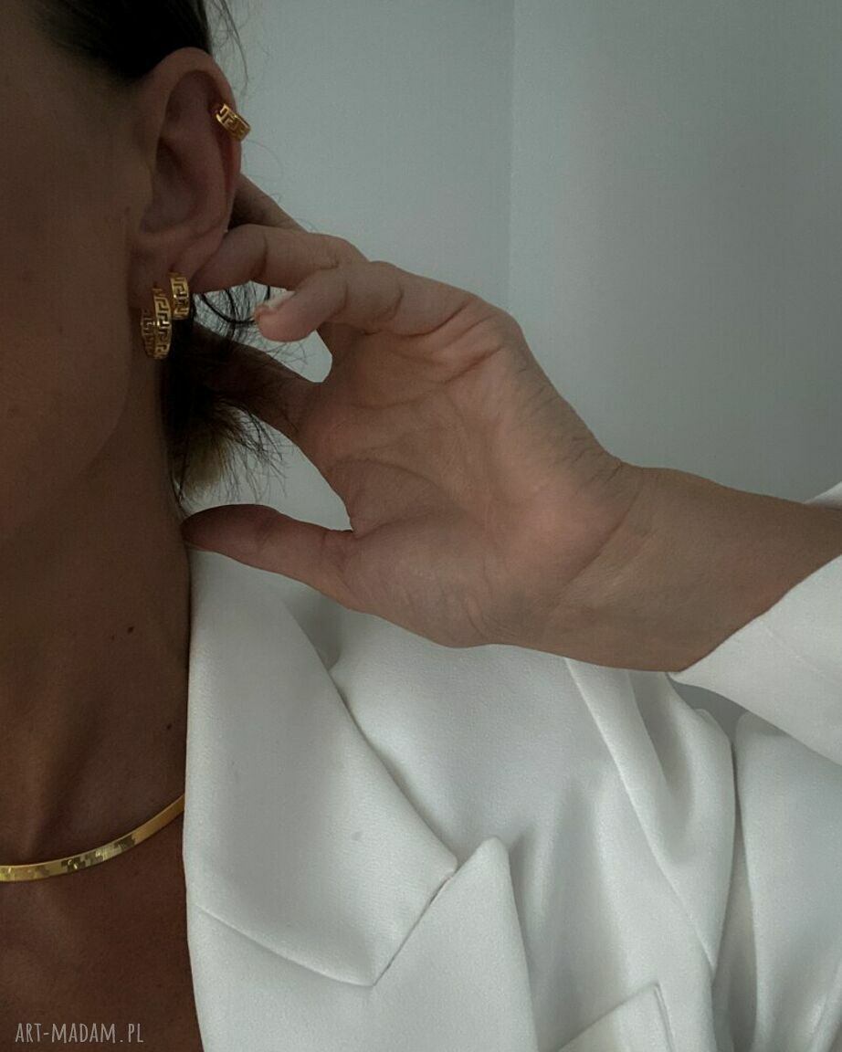 kolczyki: Złote kolczyki z greckim wzorem Handmade