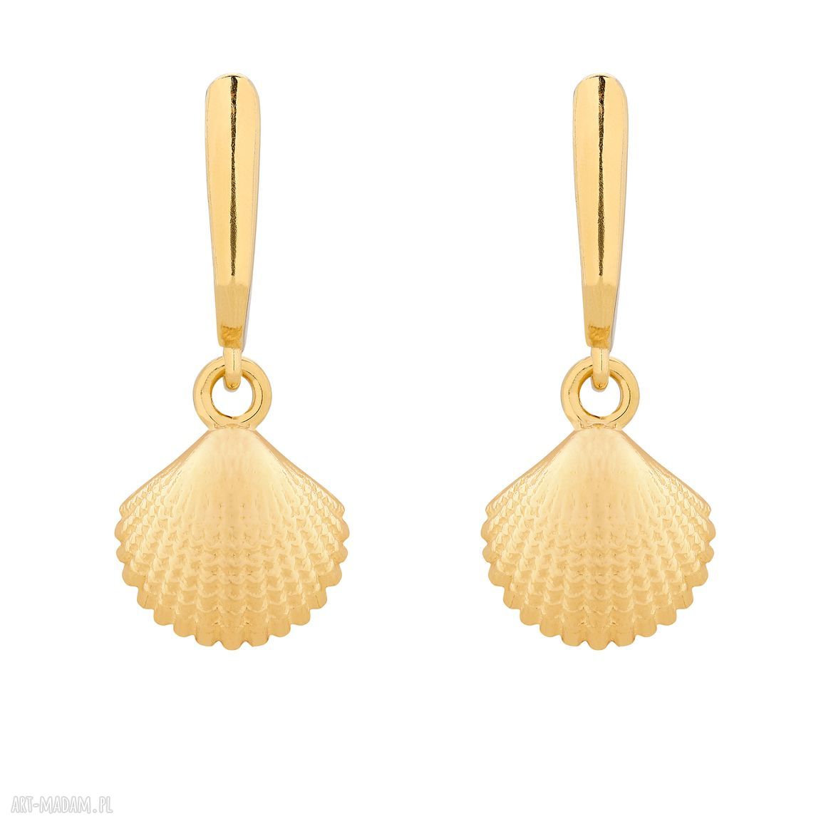 Złote kolczyki muszelkami wiszące muszelki wakacyjny eleganckie