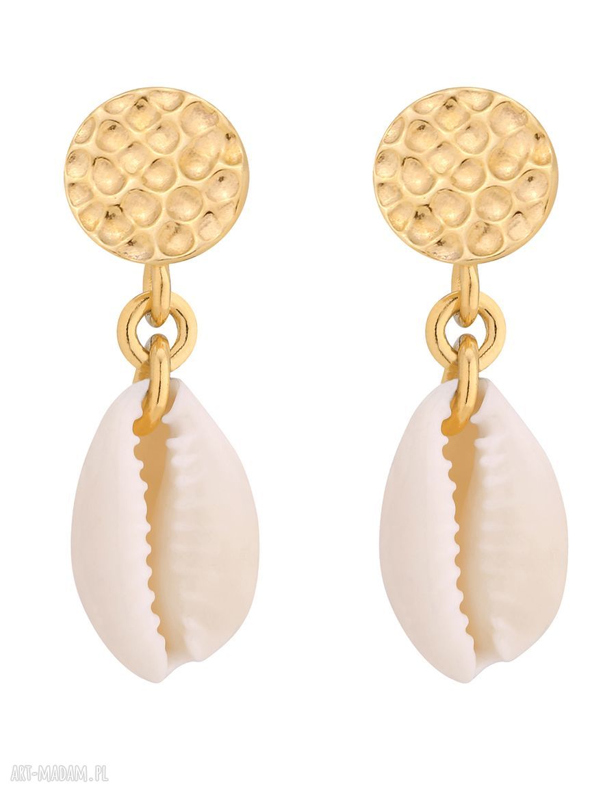 Złote kolczyki muszelkami wiszące muszelki sztyfty eleganckie