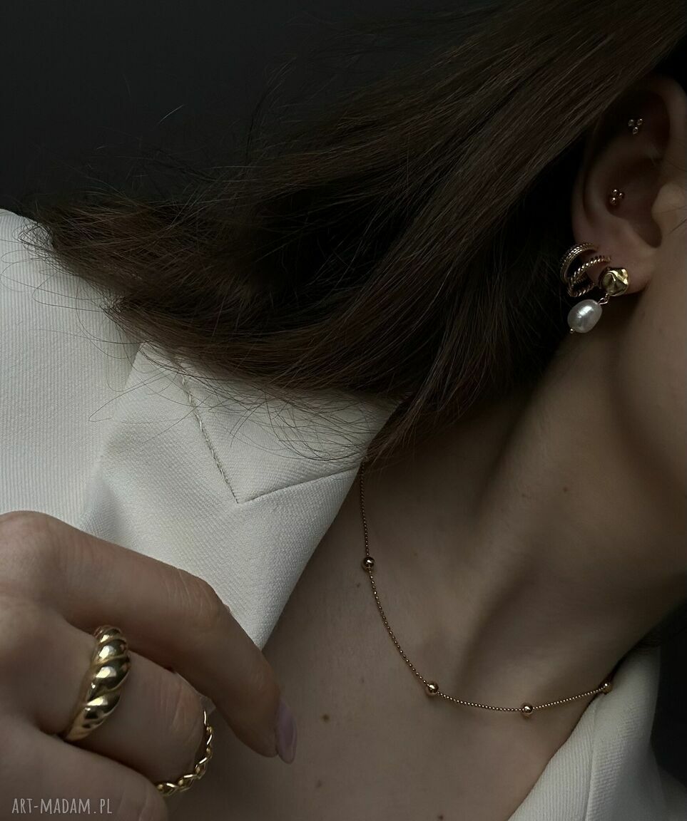 kolczyki: Złote kolczyki z naturalnymi perłami Ręcznie zrobione