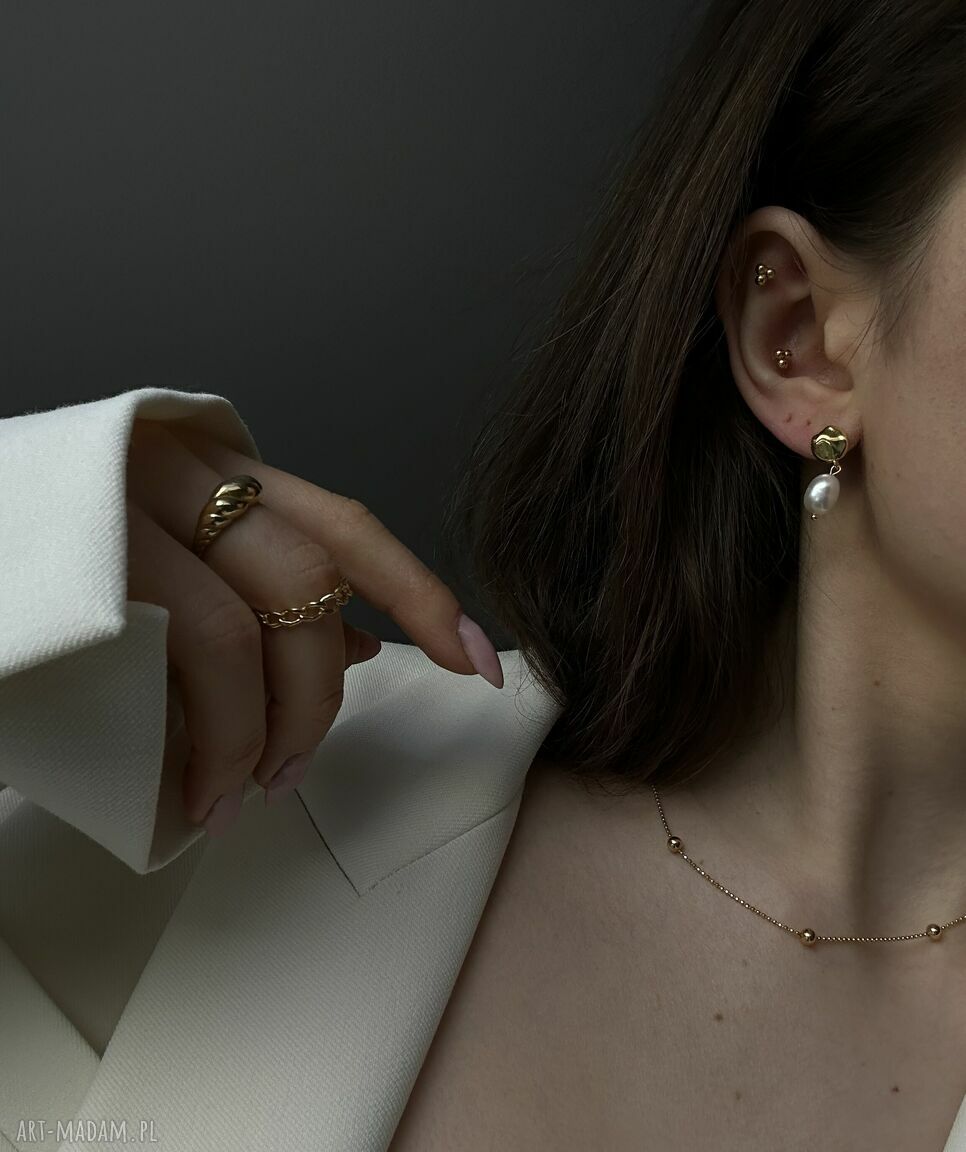 kolczyki: Złote kolczyki z naturalnymi perłami Ręcznie zrobione