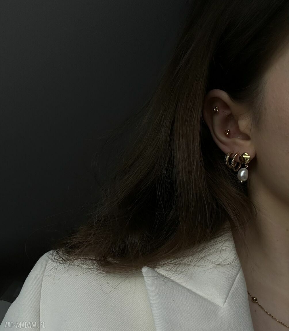 kolczyki: Złote kolczyki z naturalnymi perłami Ręcznie zrobione