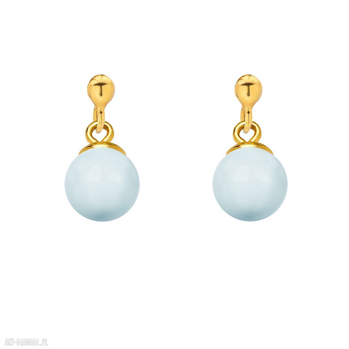 Złote kolczyki niebieską swarovski® crystal zawieszki perły