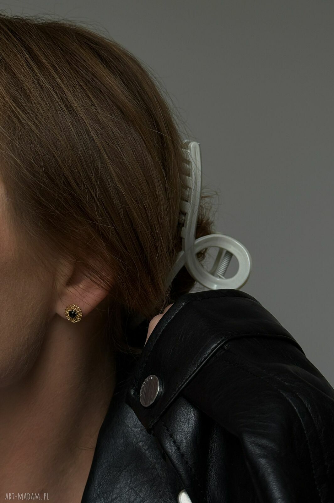 kolczyki: Złote kolczyki z onyksami Hand Made