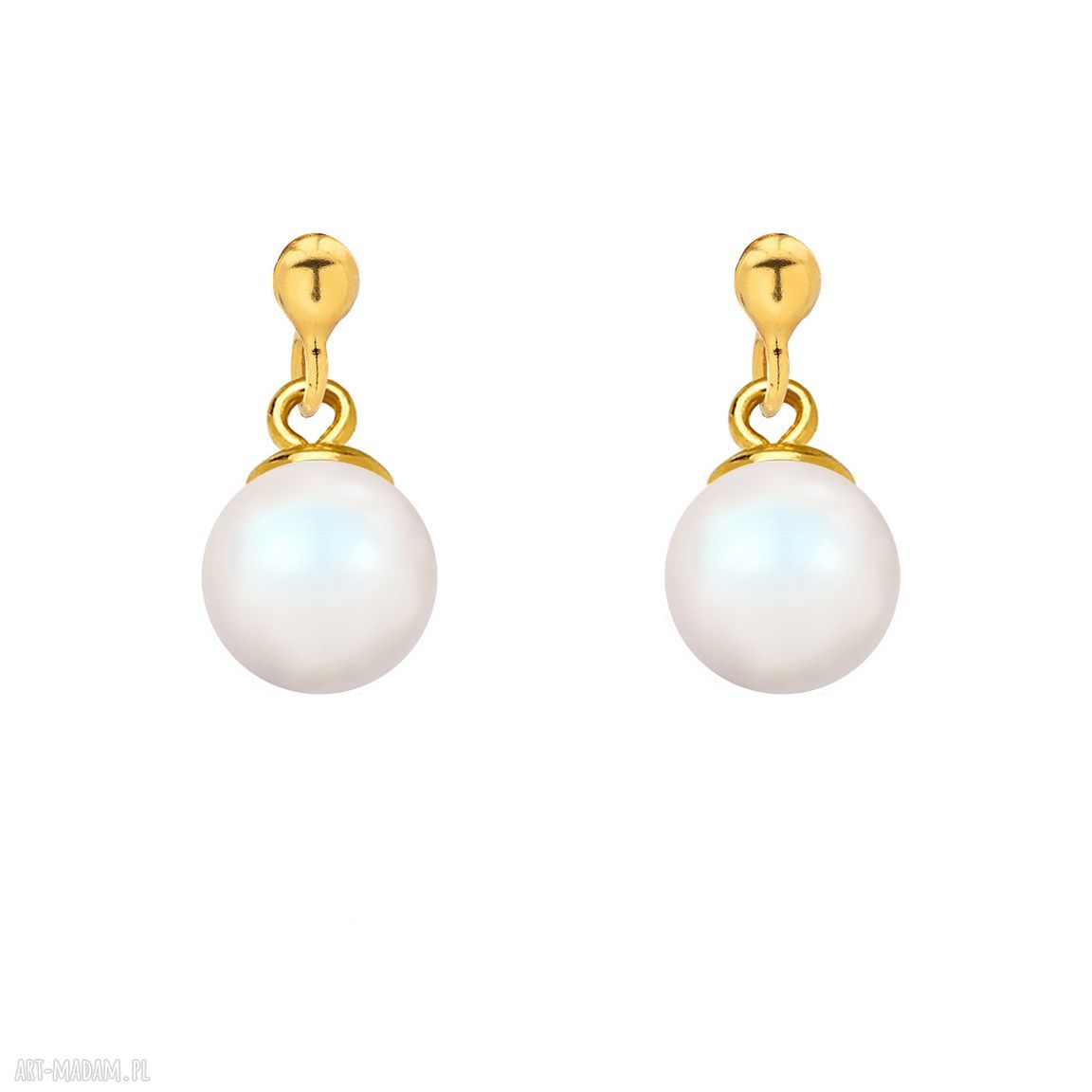 Złote kolczyki opalizującą perłą swarovski® crystal sztyfty