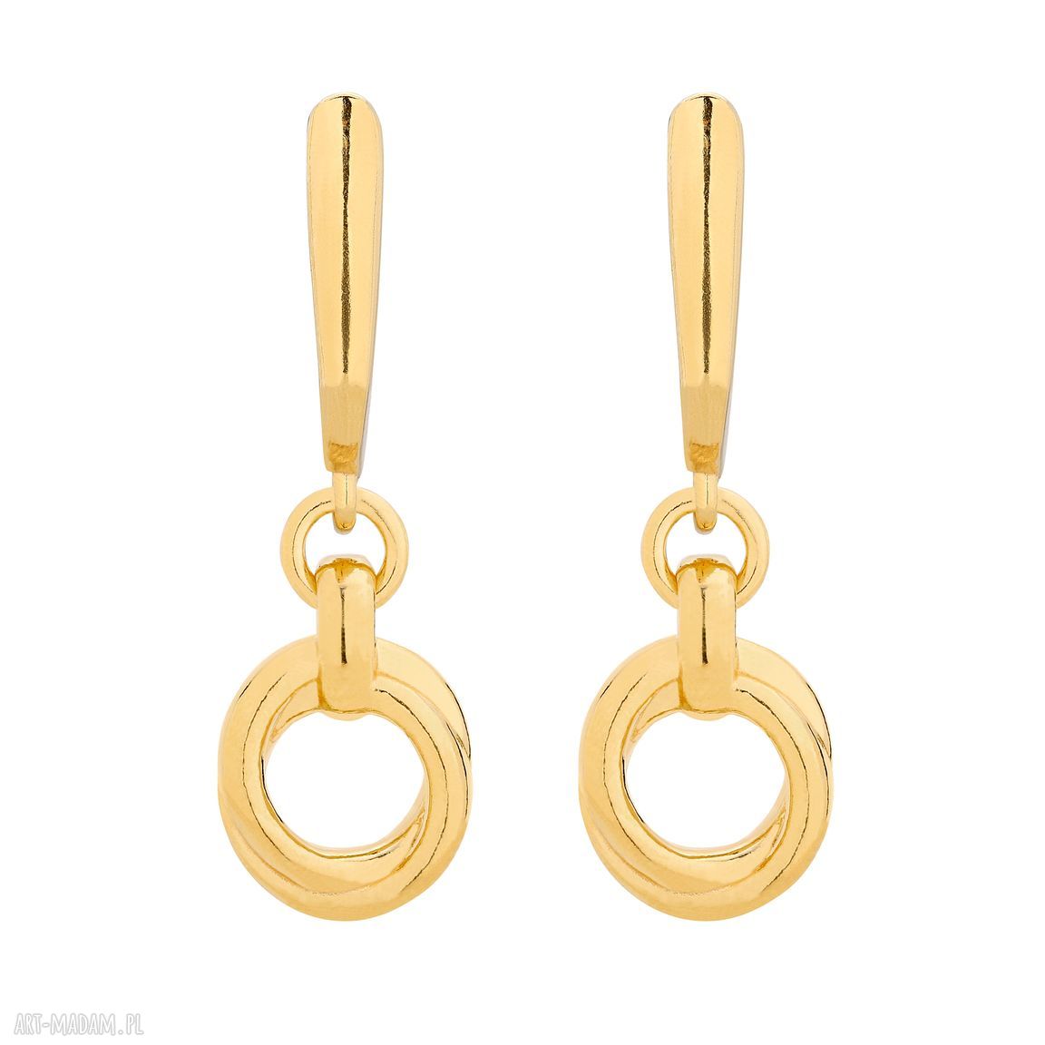 Złote kolczyki oponkami oponki okrągłe wiszące zapinane