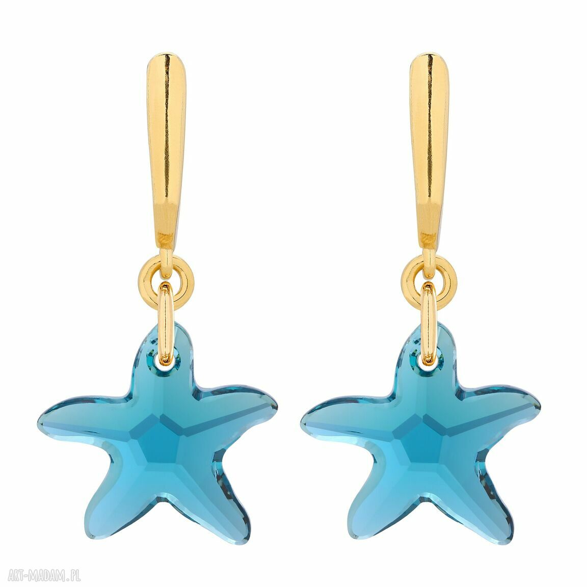 Złote kolczyki rozgwiazdami swarovski® crystal pozłacane