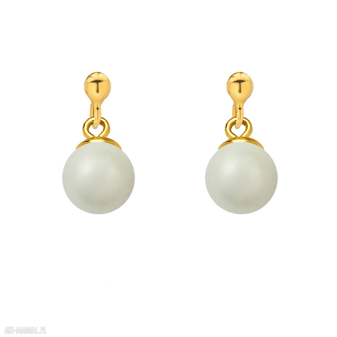 Złote kolczyki szarą swarovski® crystal sztyfty perły