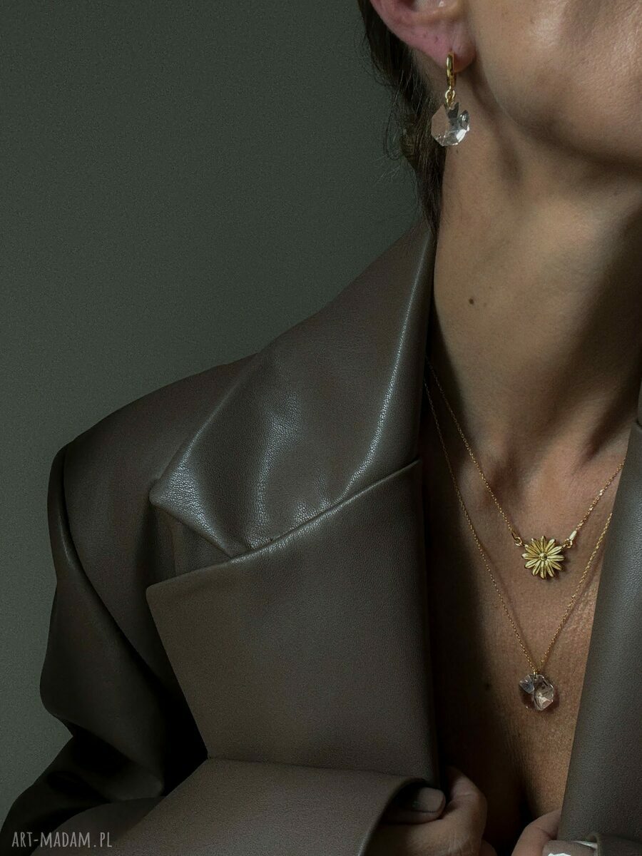 Złote kolczyki SWAROVSKI Octagon na sztyftach - pozłacane 24K srebro 925