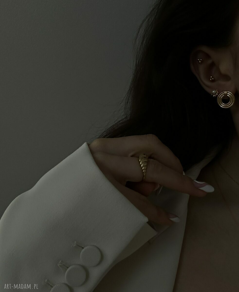 kolczyki: Złote masywne okrągłe kolczyki retro Ręcznie zrobione