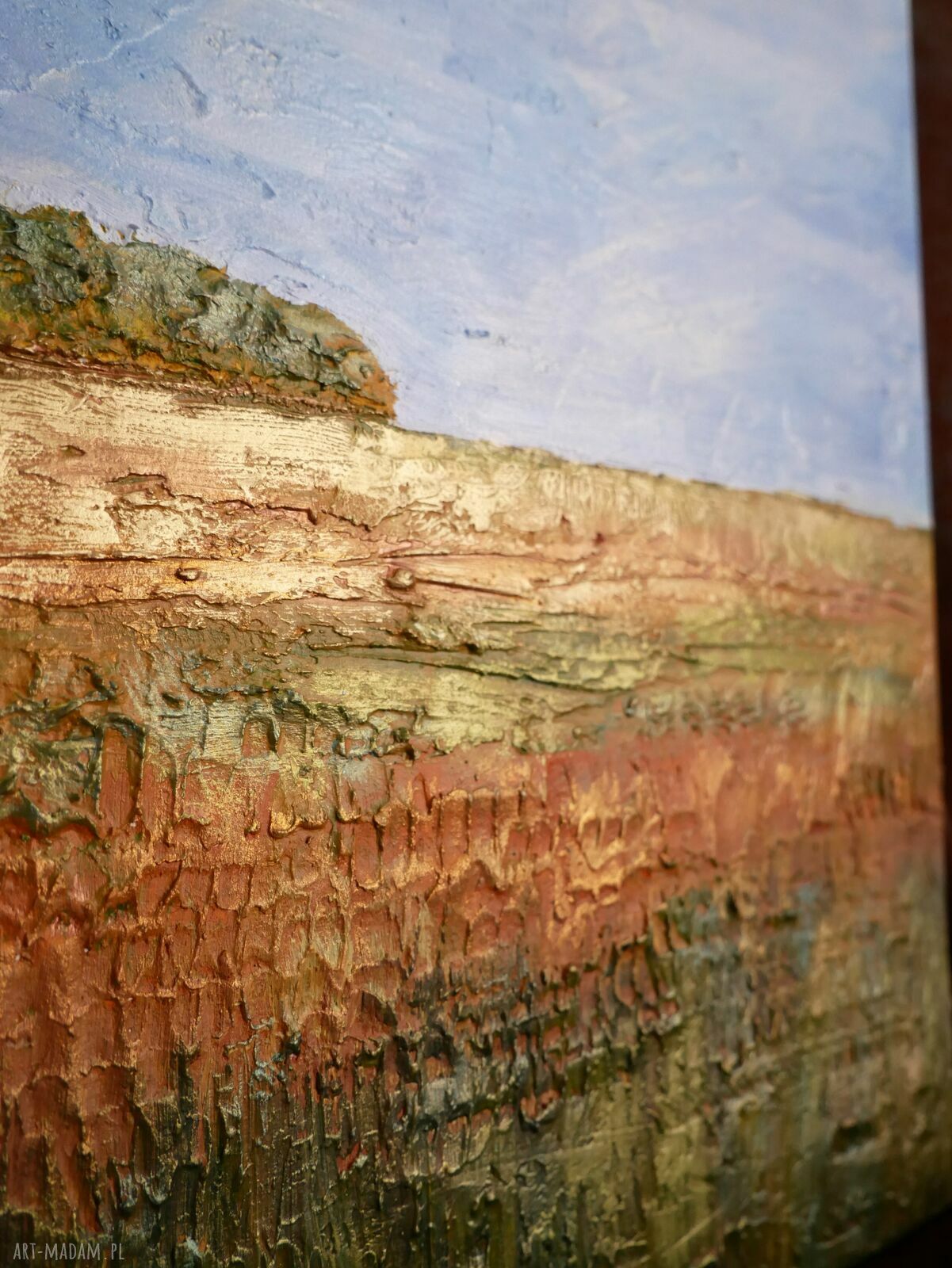 Złote pola - obraz akrylowy 30x40 cm z metalicznym blaskiem