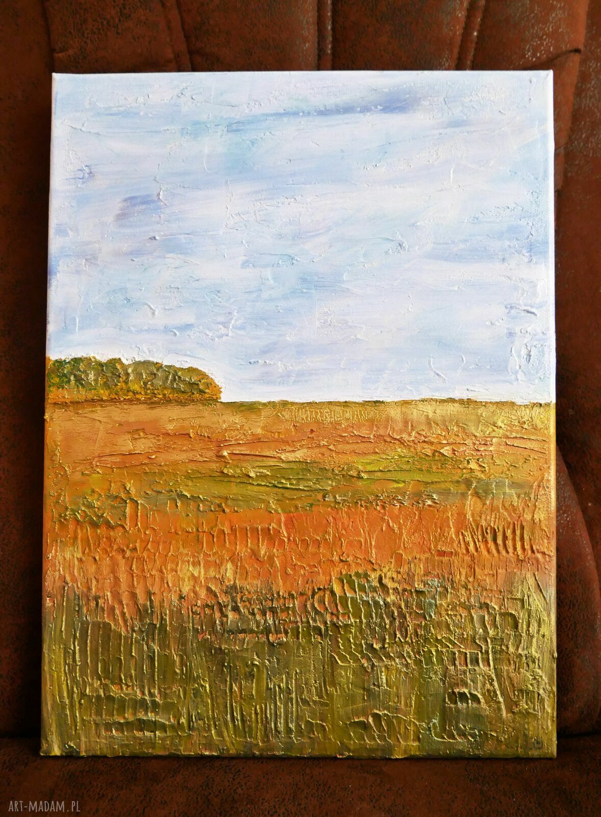 Złote pola - obraz akrylowy 30x40 cm z metalicznym blaskiem