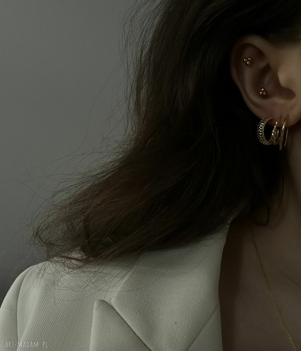 kolczyki: Złote przewlekane kolczyki HandMade