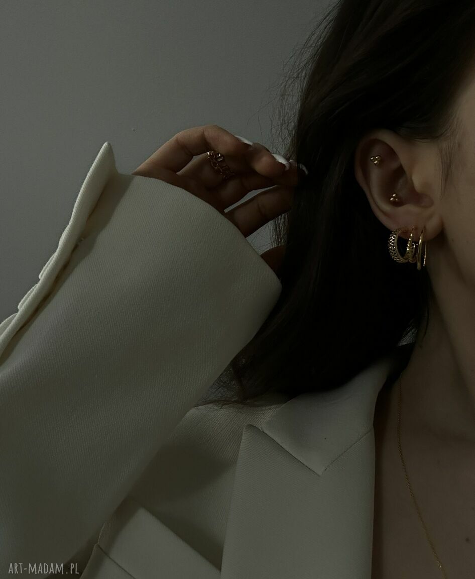 kolczyki: Złote przewlekane kolczyki HandMade