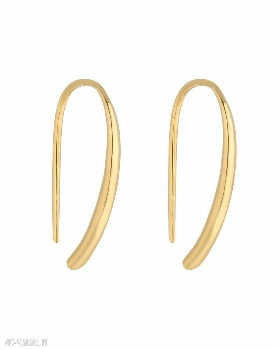 Złote przewlekane kolczyki całość wykonana sotho