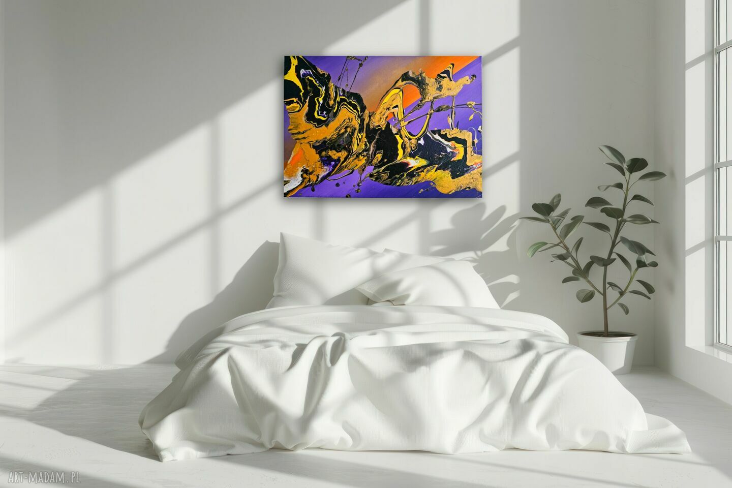 Złote Ścieżki - ręcznie malowany obraz akrylowy 50x70 cm