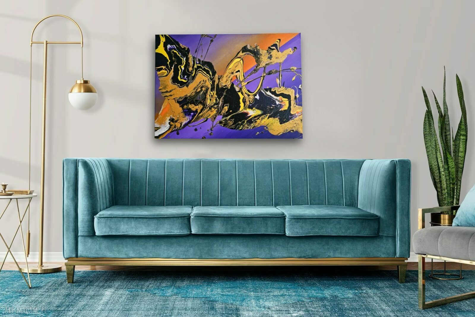 Złote Ścieżki - ręcznie malowany obraz akrylowy 50x70 cm