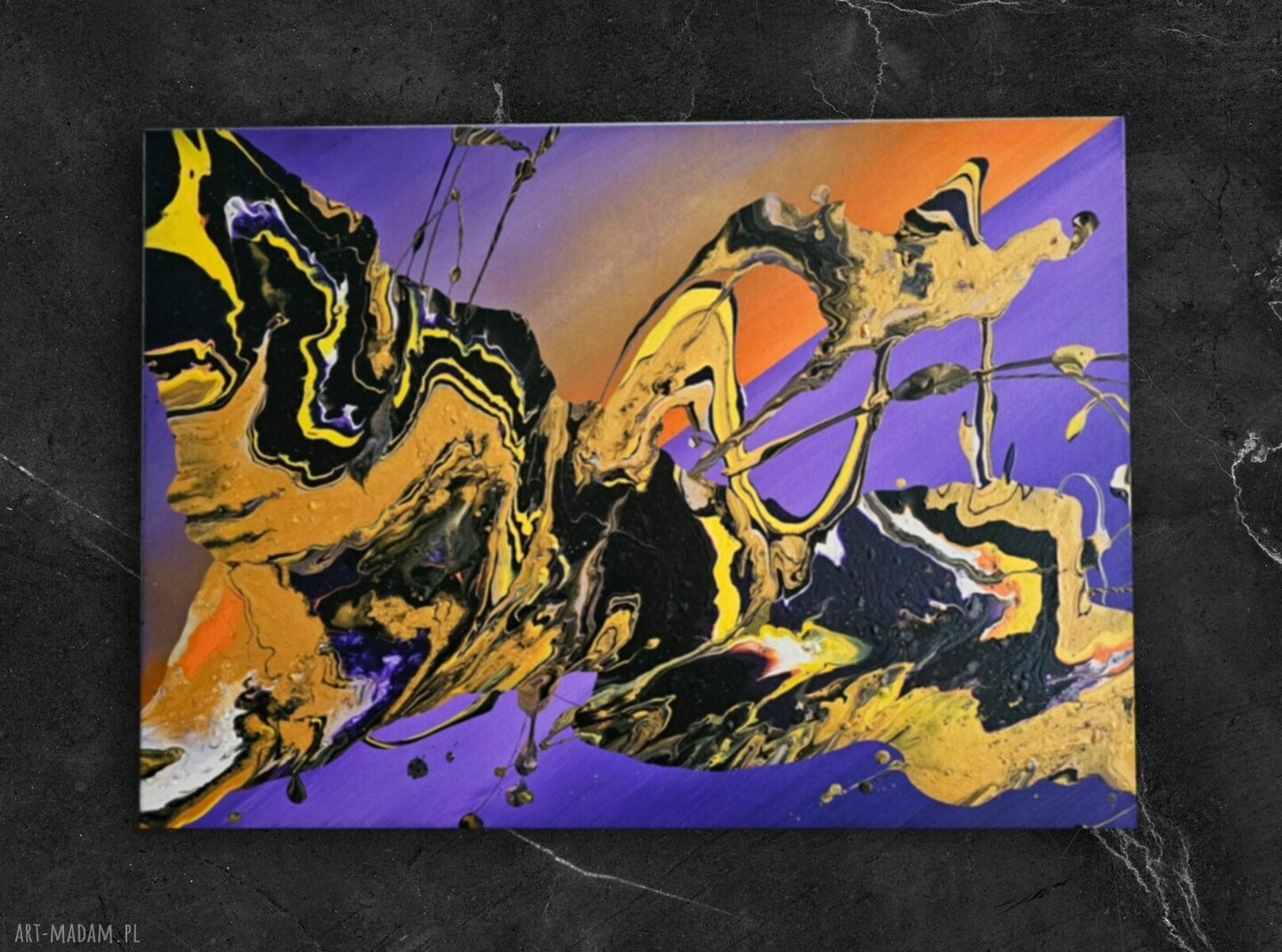 Złote Ścieżki - ręcznie malowany obraz akrylowy 50x70 cm