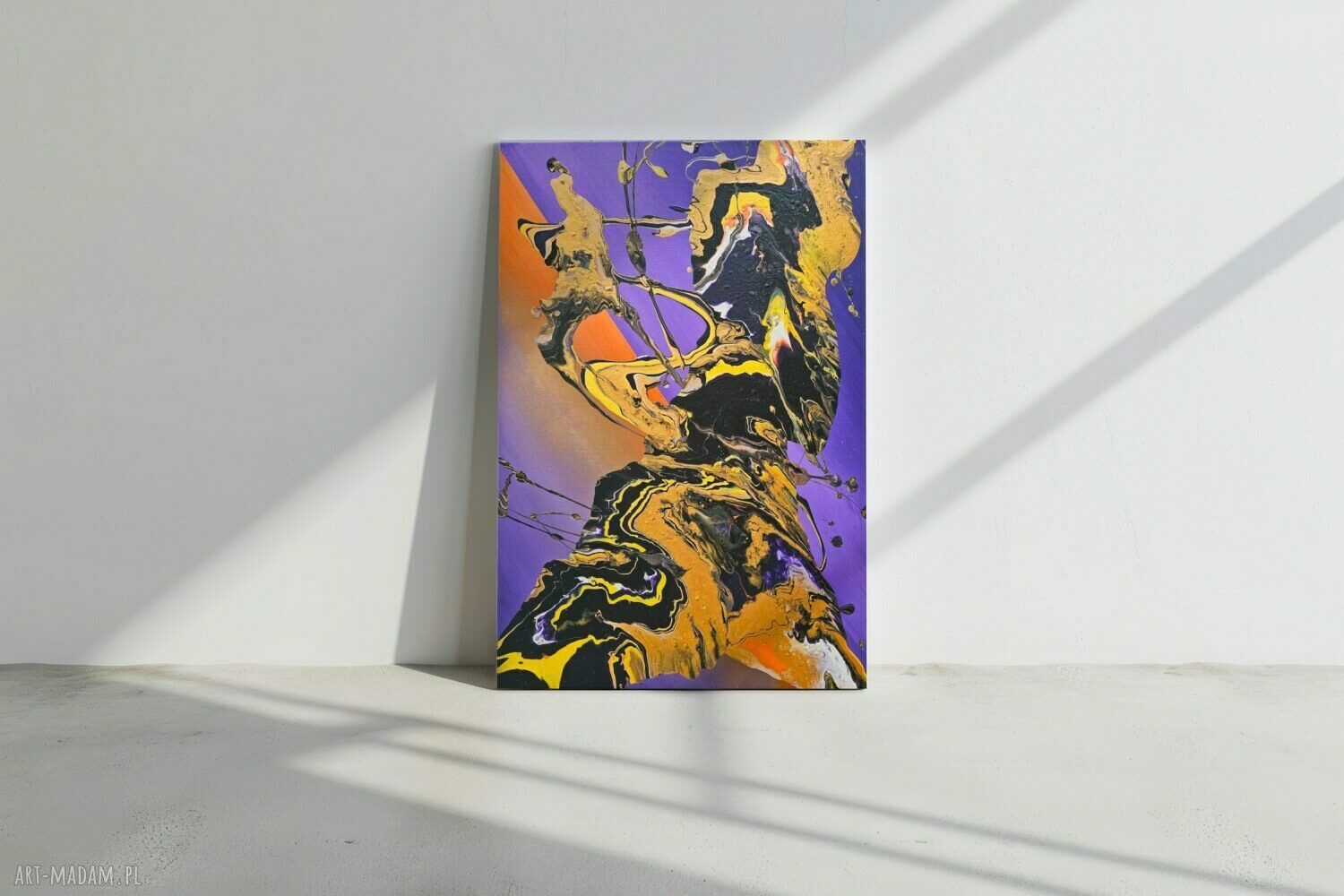Złote Ścieżki - ręcznie malowany obraz akrylowy 50x70 cm