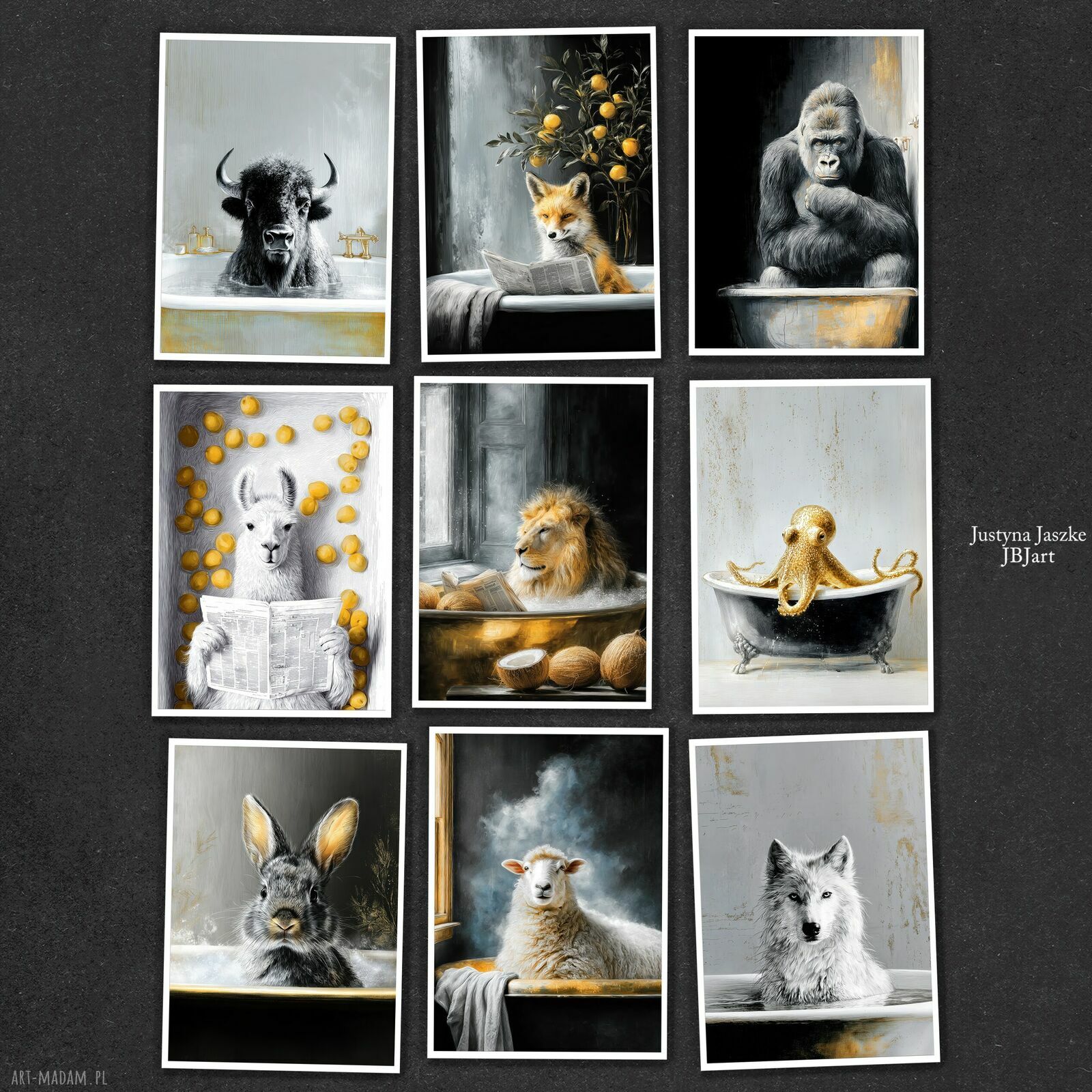 Złote SPA - zestaw 9 grafik 13x18 cm