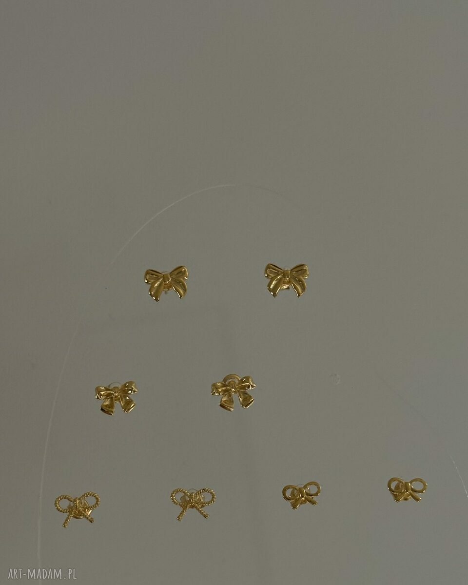 Złote kolczyki kokardki Sotho - srebro 925 powleczone 24K złotem