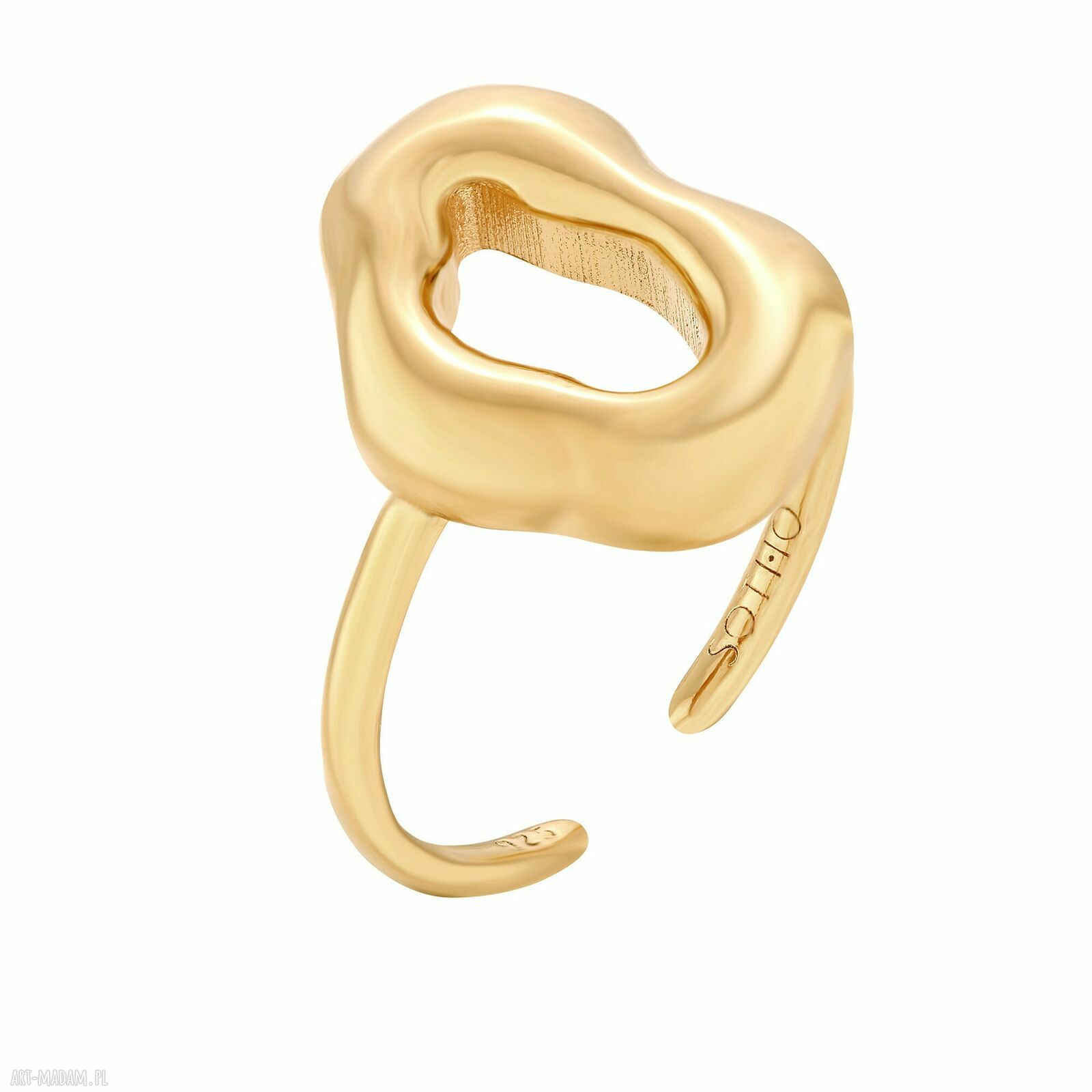 Złoty balonowy pierscionek pozłacany delikatny