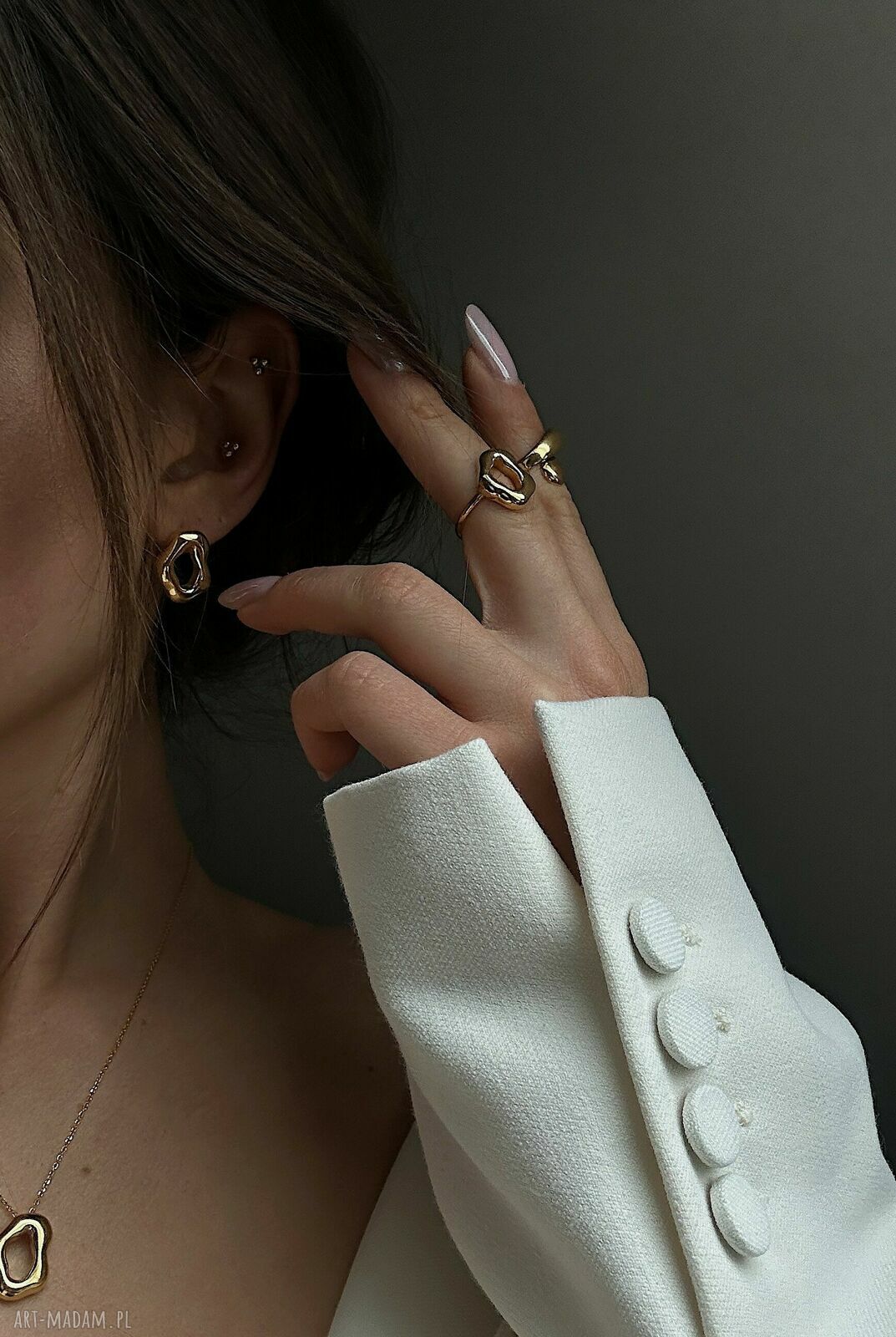 pierścionki: Złoty balonowy pierścionek HandMade