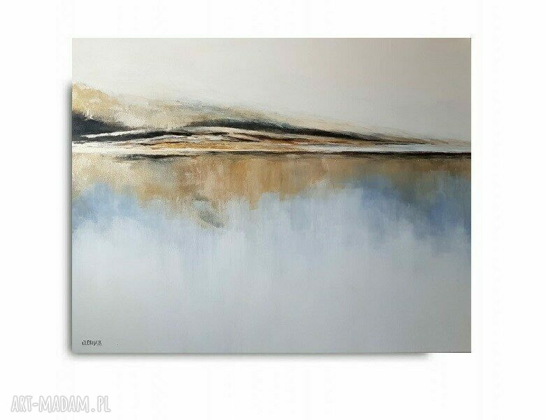 Złoty Brzeg - obraz akrylowy 80x100 cm abstrakcja na płótnie do powieszenia