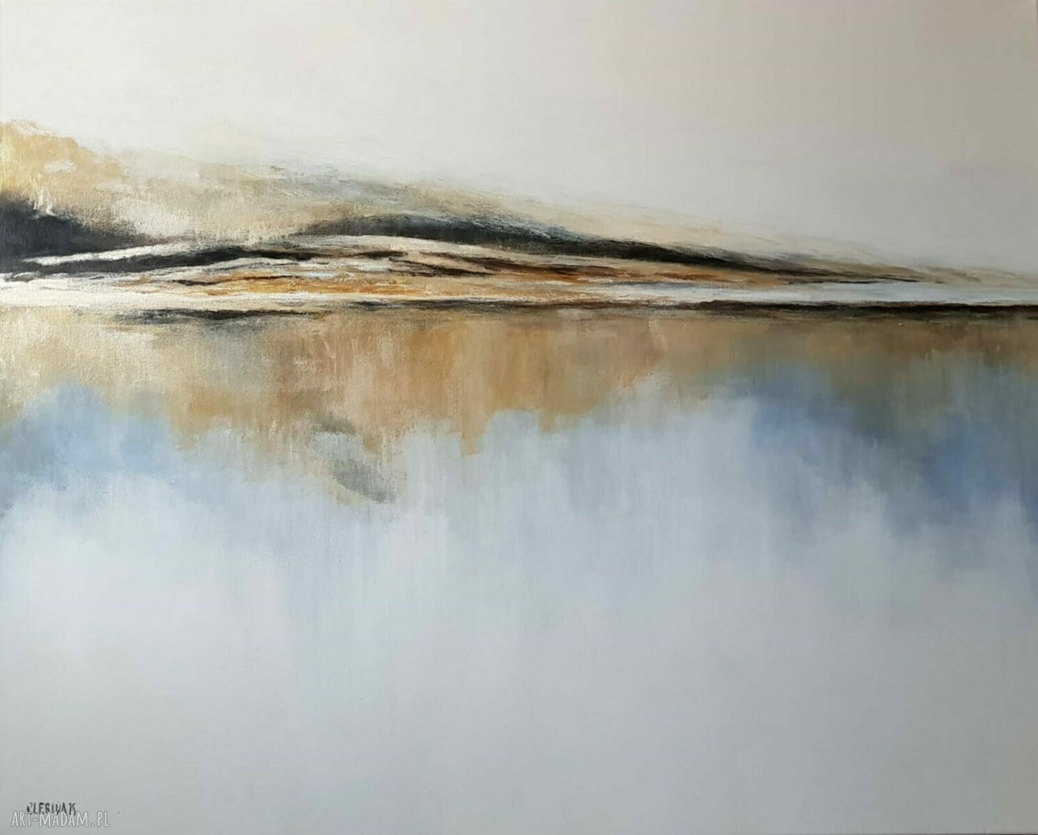 Złoty Brzeg - obraz akrylowy 80x100 cm abstrakcja na płótnie do powieszenia