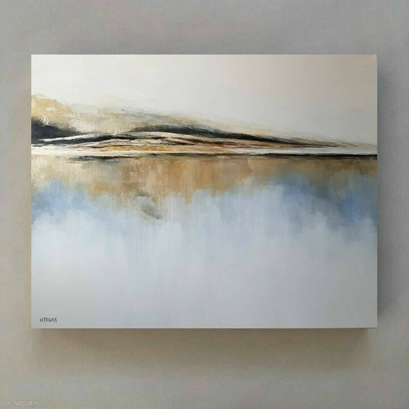 Złoty Brzeg - obraz akrylowy 80x100 cm abstrakcja na płótnie do powieszenia