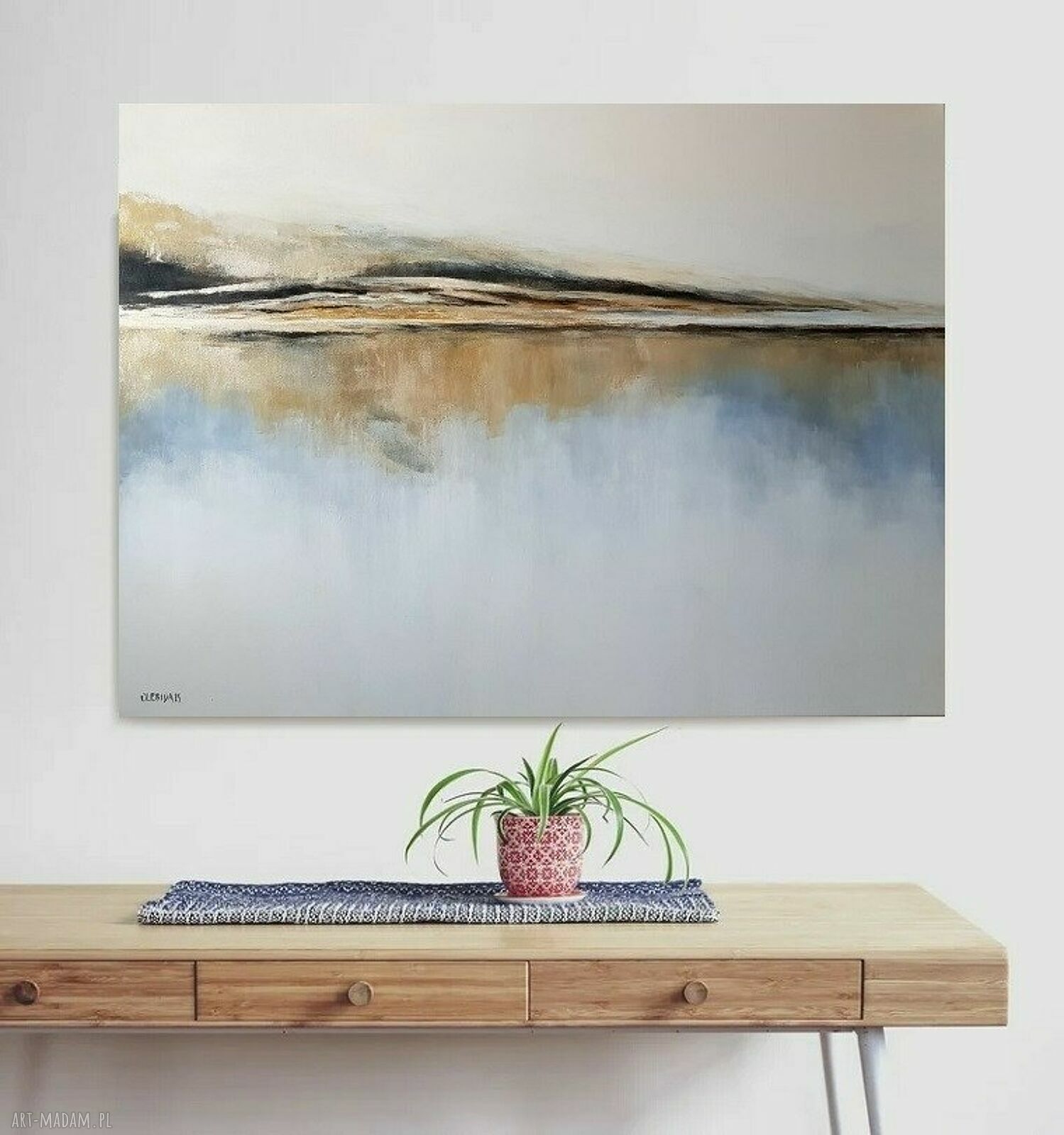 ZŁOTY BRZEG - ręcznie malowany obraz akrylowy 80x100 cm