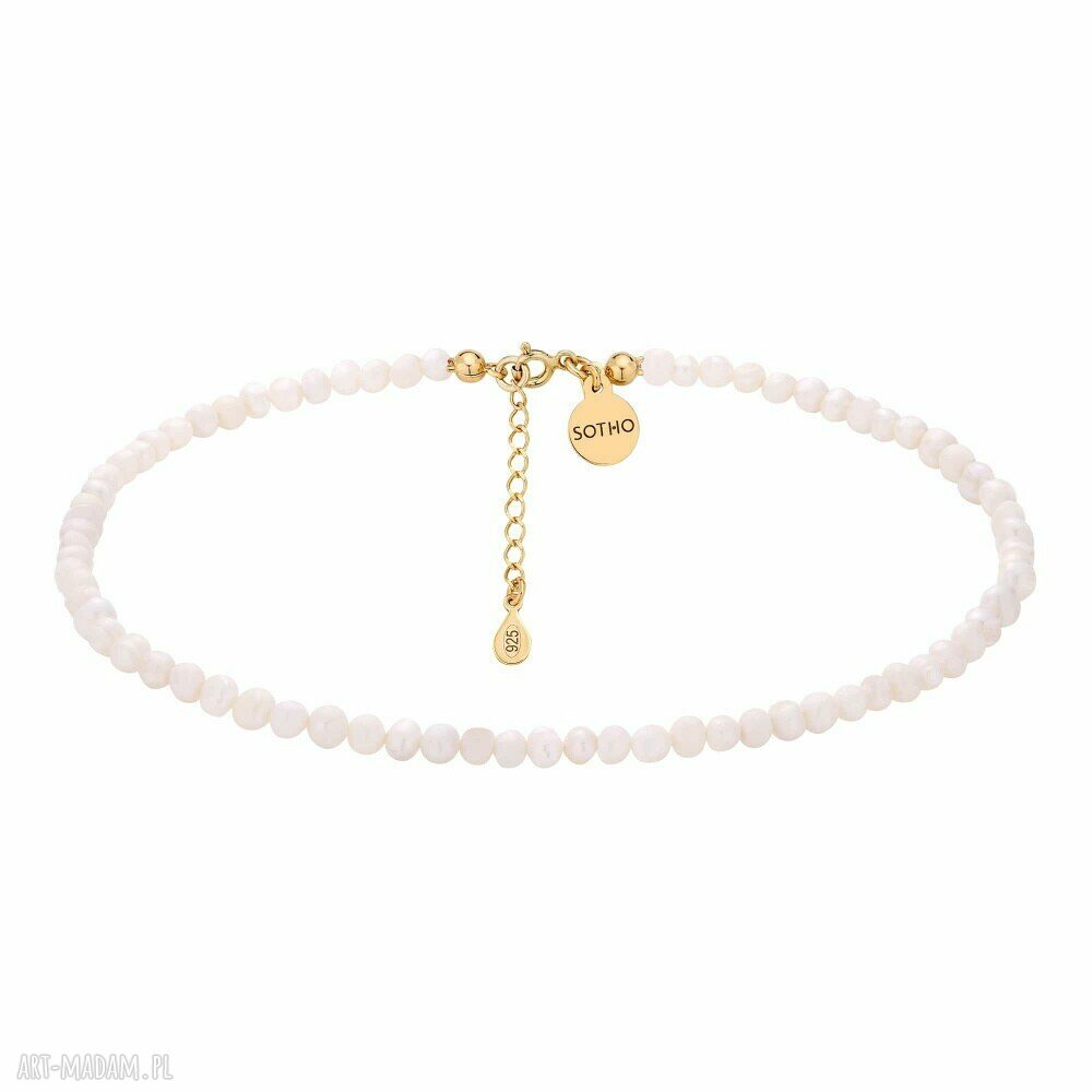 Złoty choker z pereł naturalnych - nieregularne słodkowodne, srebro 925 pozłacane 24K