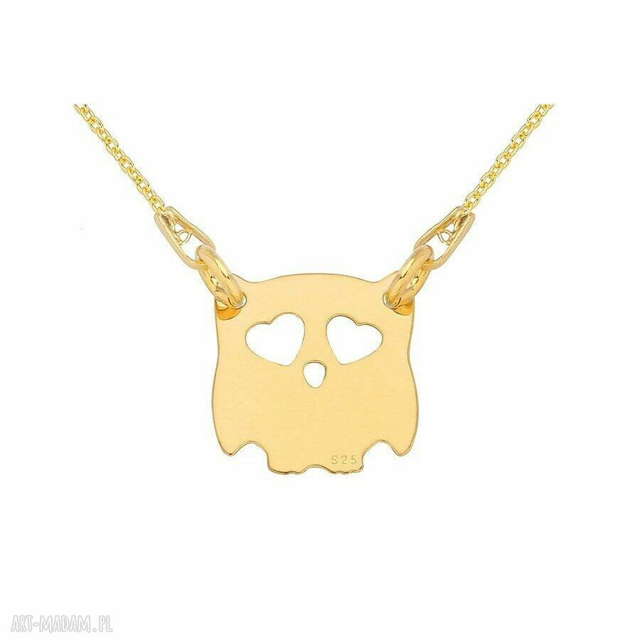 naszyjniki: Złoty krótki naszyjnik z sową handmade