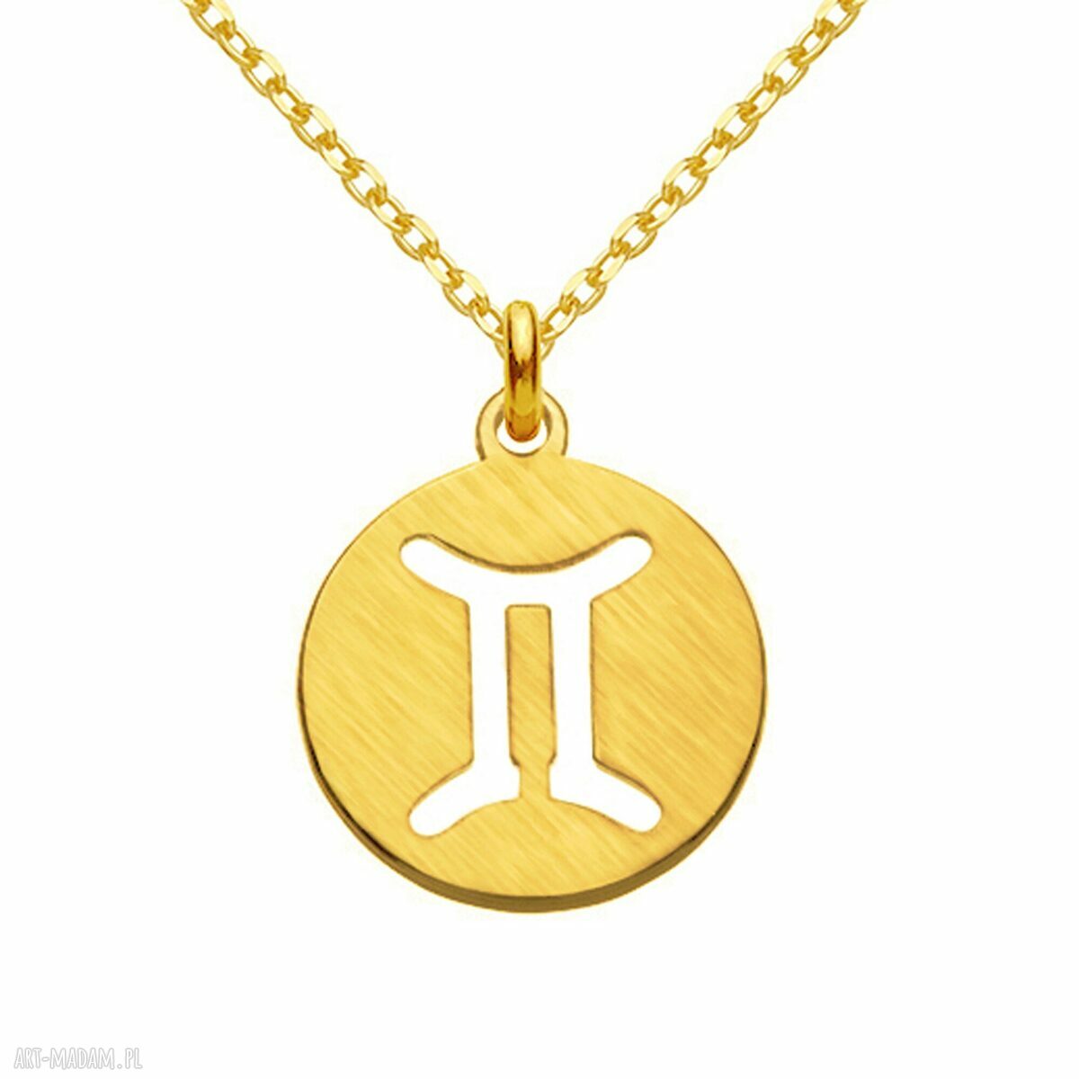 naszyjniki: Złoty matowy naszyjnik z zodiakiem Bliźniąt HandMade