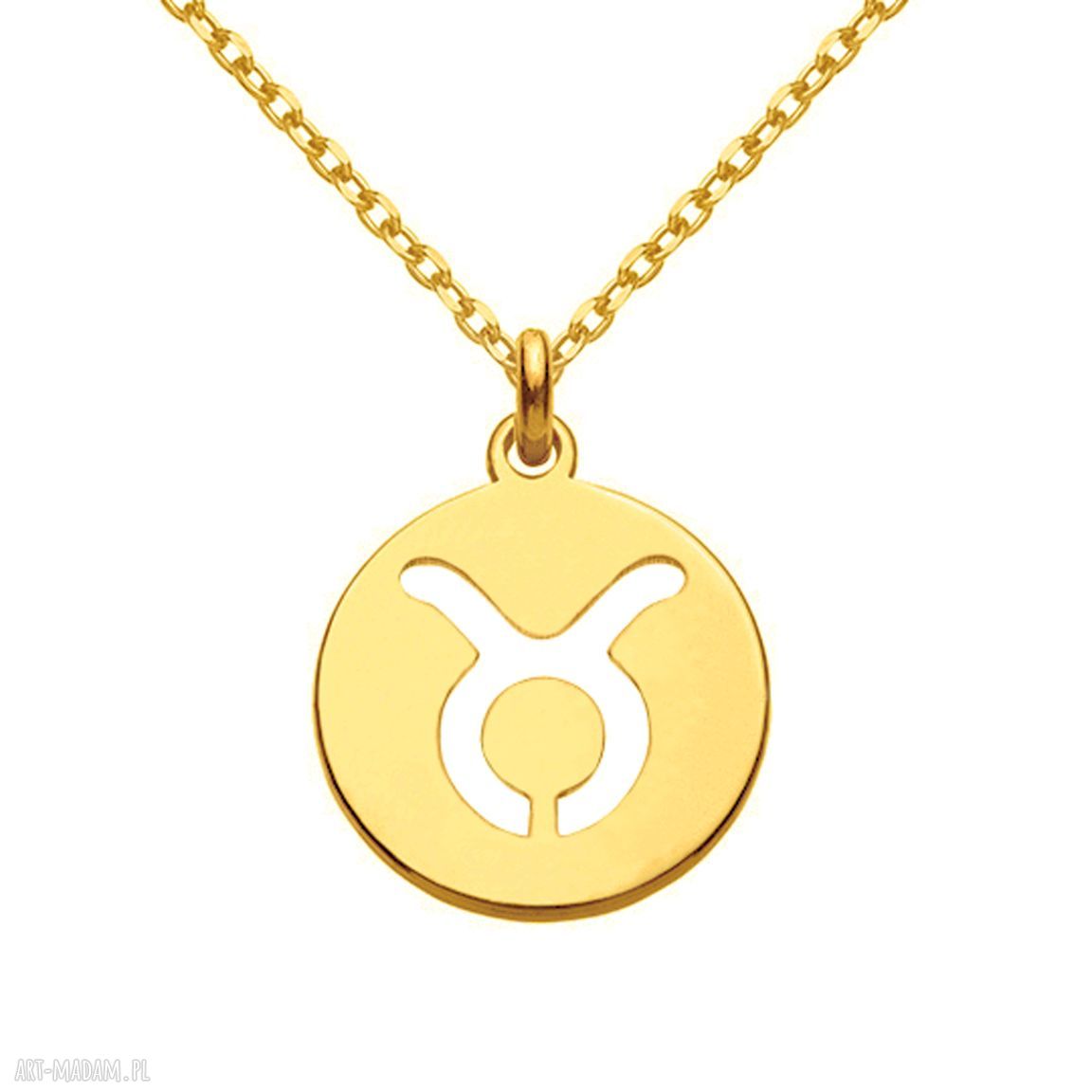 naszyjniki: Złoty matowy naszyjnik z zodiakiem Byka handmade