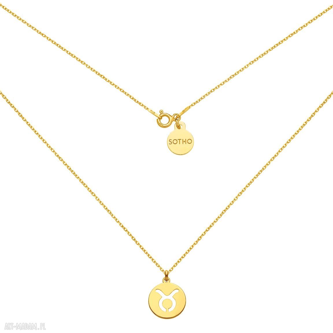 Złoty matowy naszyjnik zodiakiem byka zodiak byk znakzodiaku