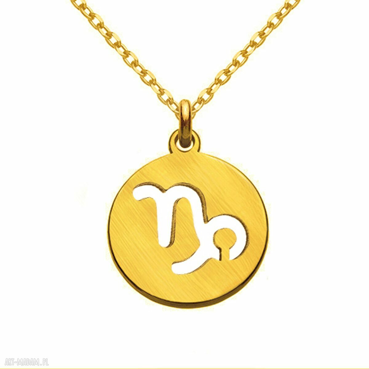 naszyjniki: Złoty matowy naszyjnik z zodiakiem Koziorożca handmade