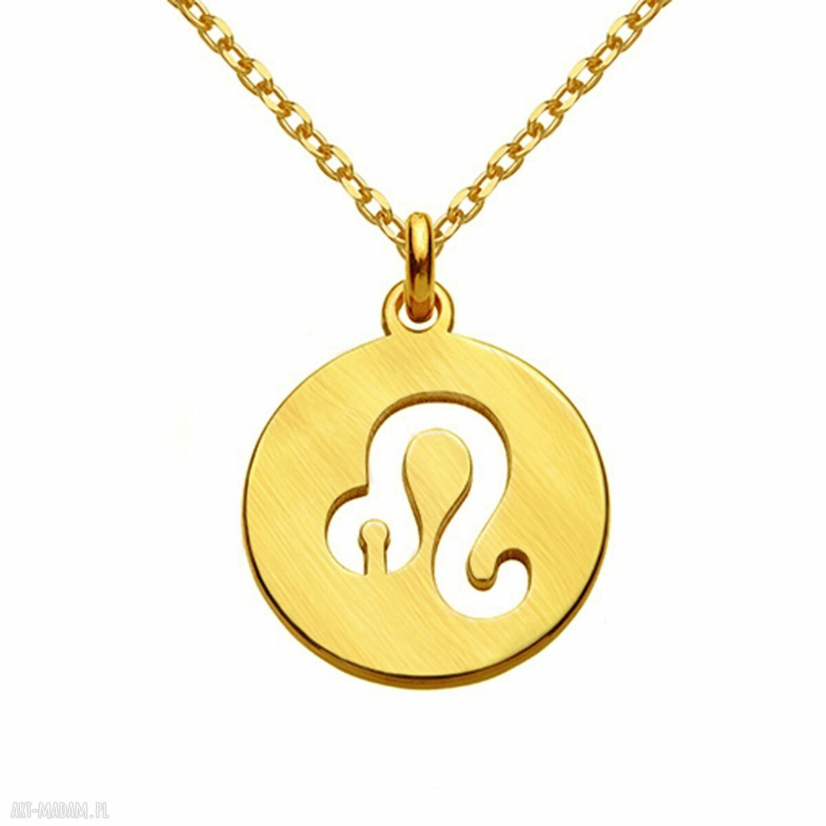 naszyjniki: Złoty matowy naszyjnik z zodiakiem Lwa HandMade