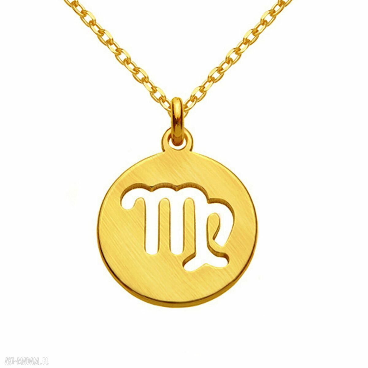 naszyjniki: Złoty matowy naszyjnik z zodiakiem Panny HandMade