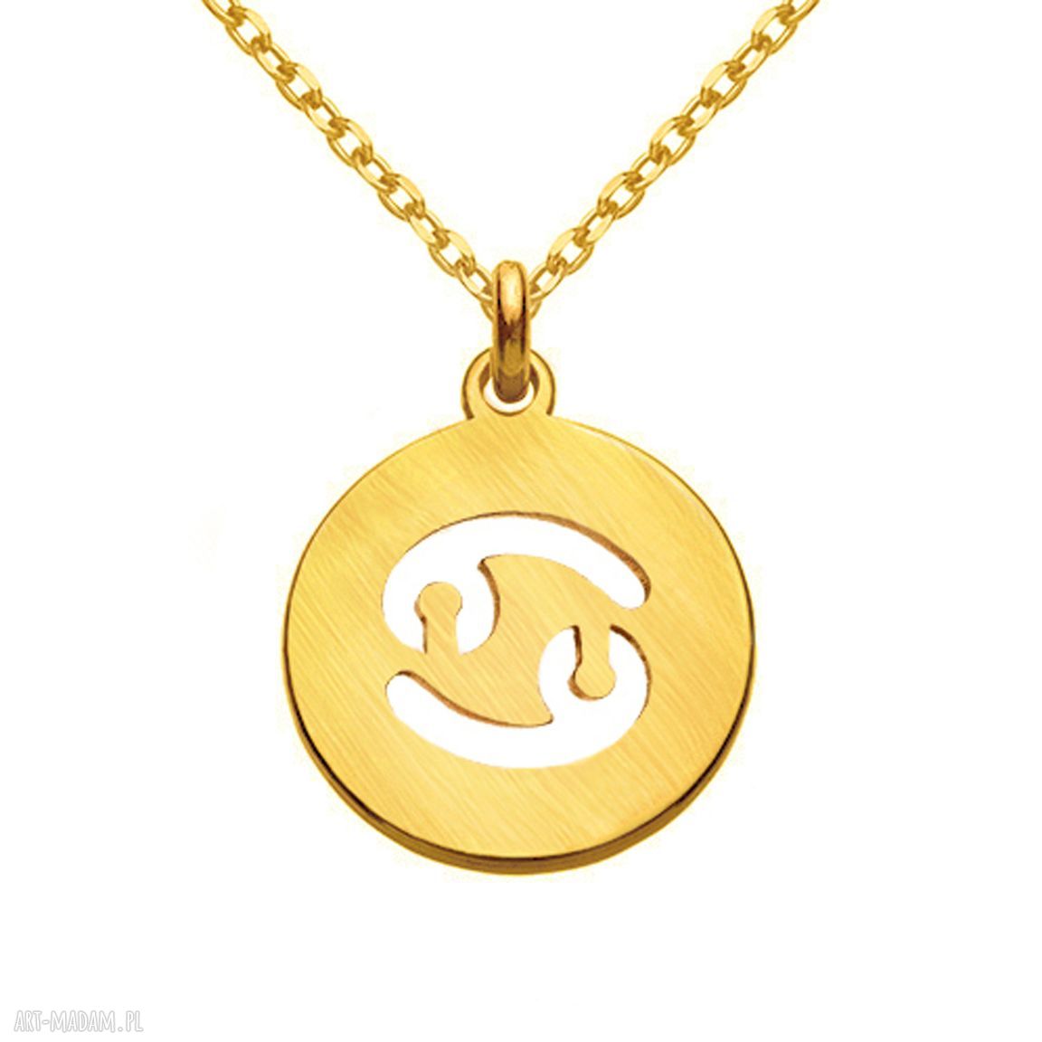naszyjniki: Złoty matowy naszyjnik z zodiakiem Raka HandMade