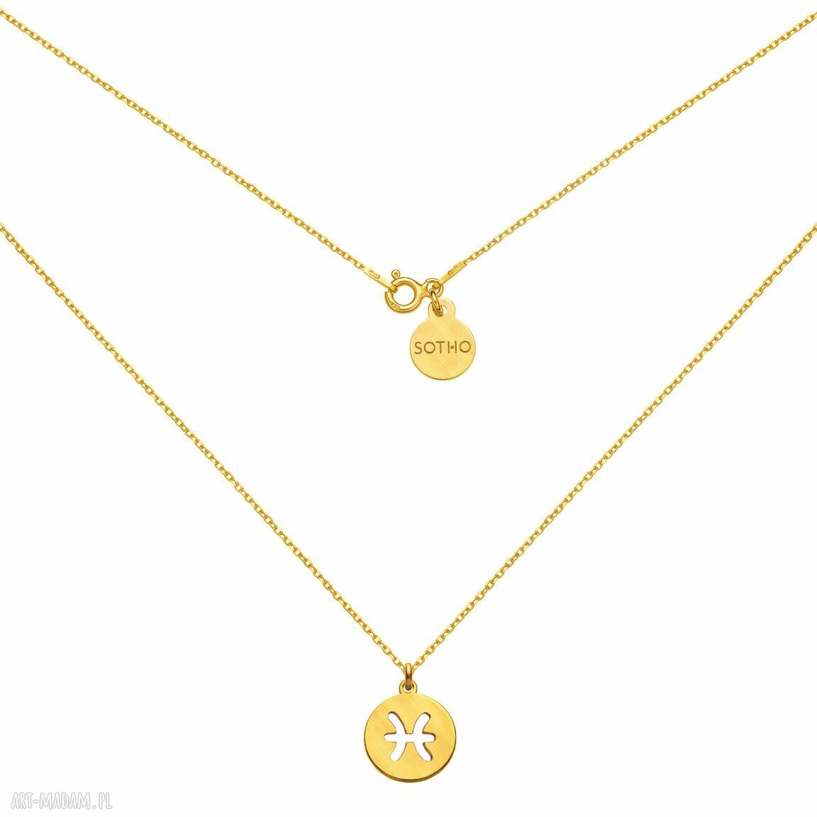 Złoty matowy naszyjnik zodiakiem ryb zodiak ryby znakzodiaku