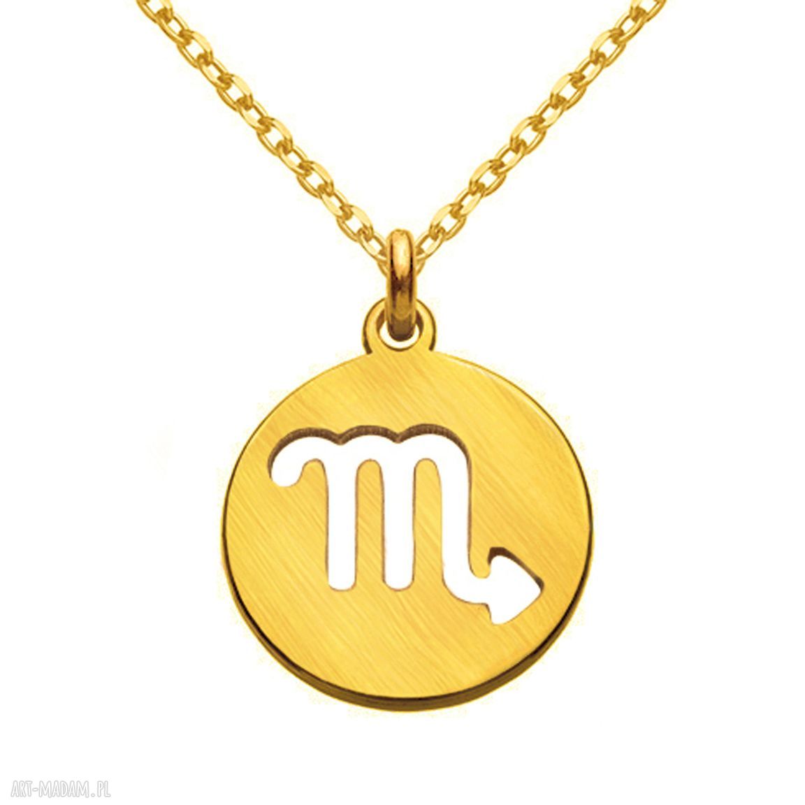 naszyjniki: Złoty matowy naszyjnik z zodiakiem Skorpiona handmade