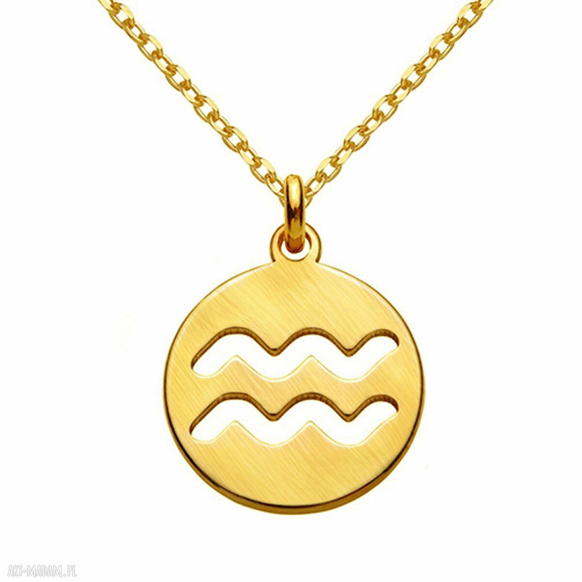 naszyjniki: Złoty matowy naszyjnik z zodiakiem Wodnika handmade