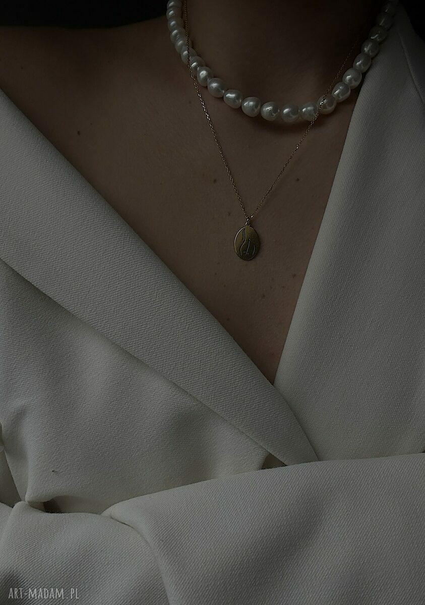 naszyjniki: Złoty medalion Body N°7 Ręcznie zrobione