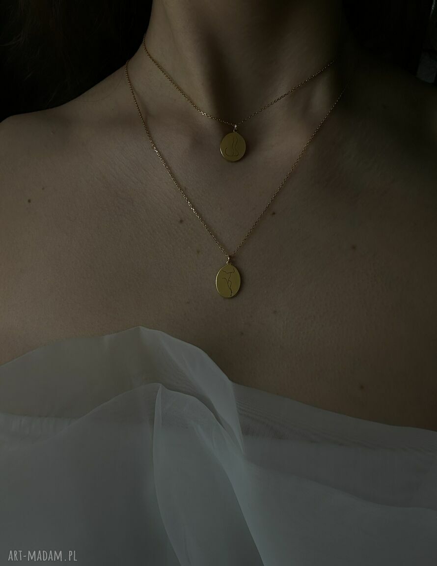 naszyjniki: Złoty medalion Face N°10 Ręcznie zrobione
