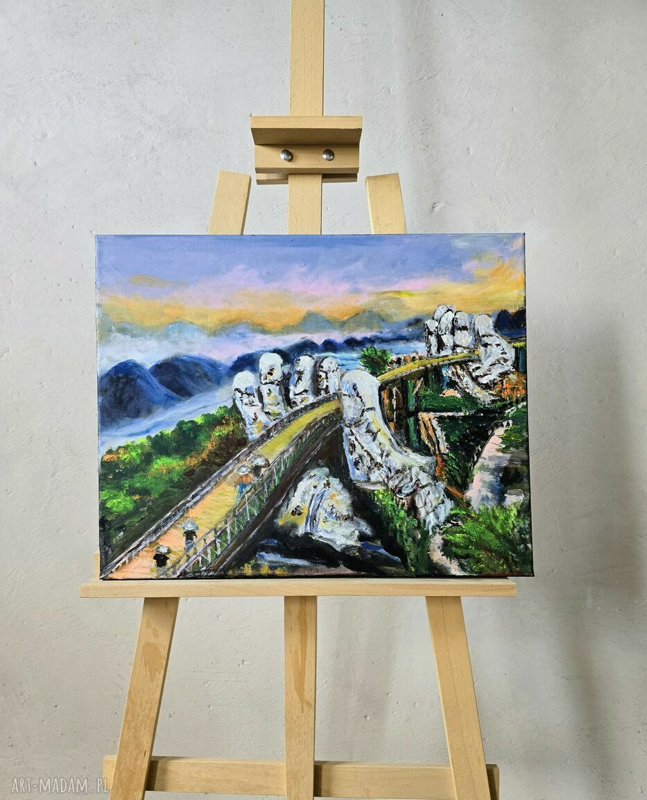 Złoty Most Wietnam - obraz akrylowy ręcznie malowany 50x40 cm (bez ramy)