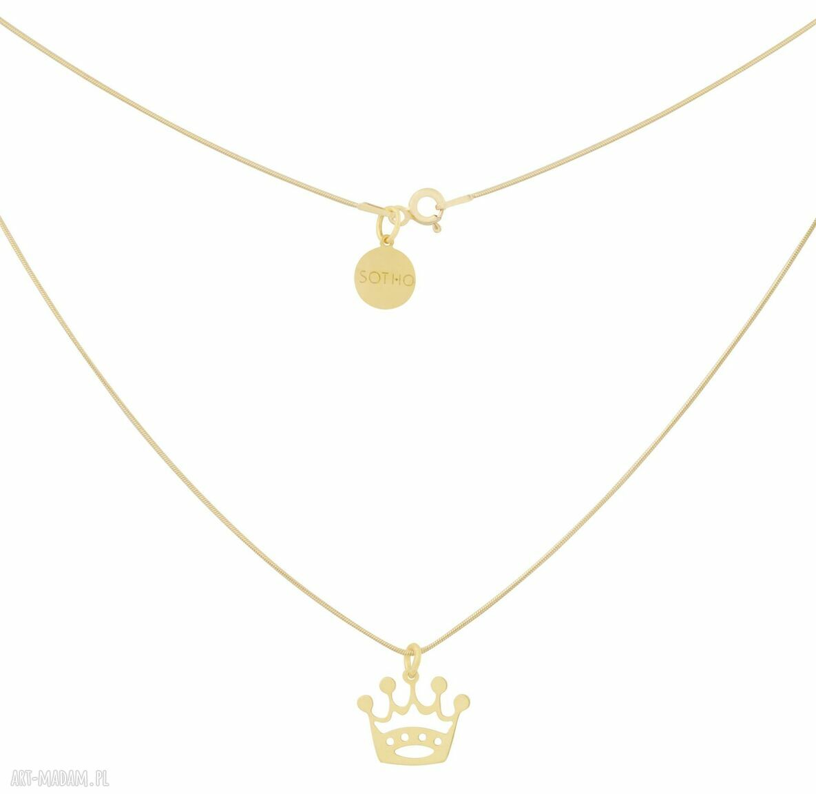 Złoty naszyjnik łańcuszek koroną żmijka modowy koronie