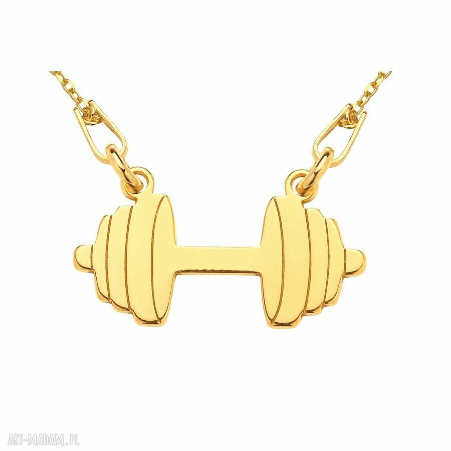 Złoty naszyjnik ze sztangą - grawerowana biżuteria fitness dla kobiet